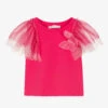 Monnalisa Girls Pink Cotton & Tulle Top