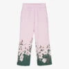 Monnalisa Chic Girls Pink Floral Wide Leg Trousers