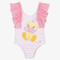 Monnalisa Girls Pink Tweety Swimsuit