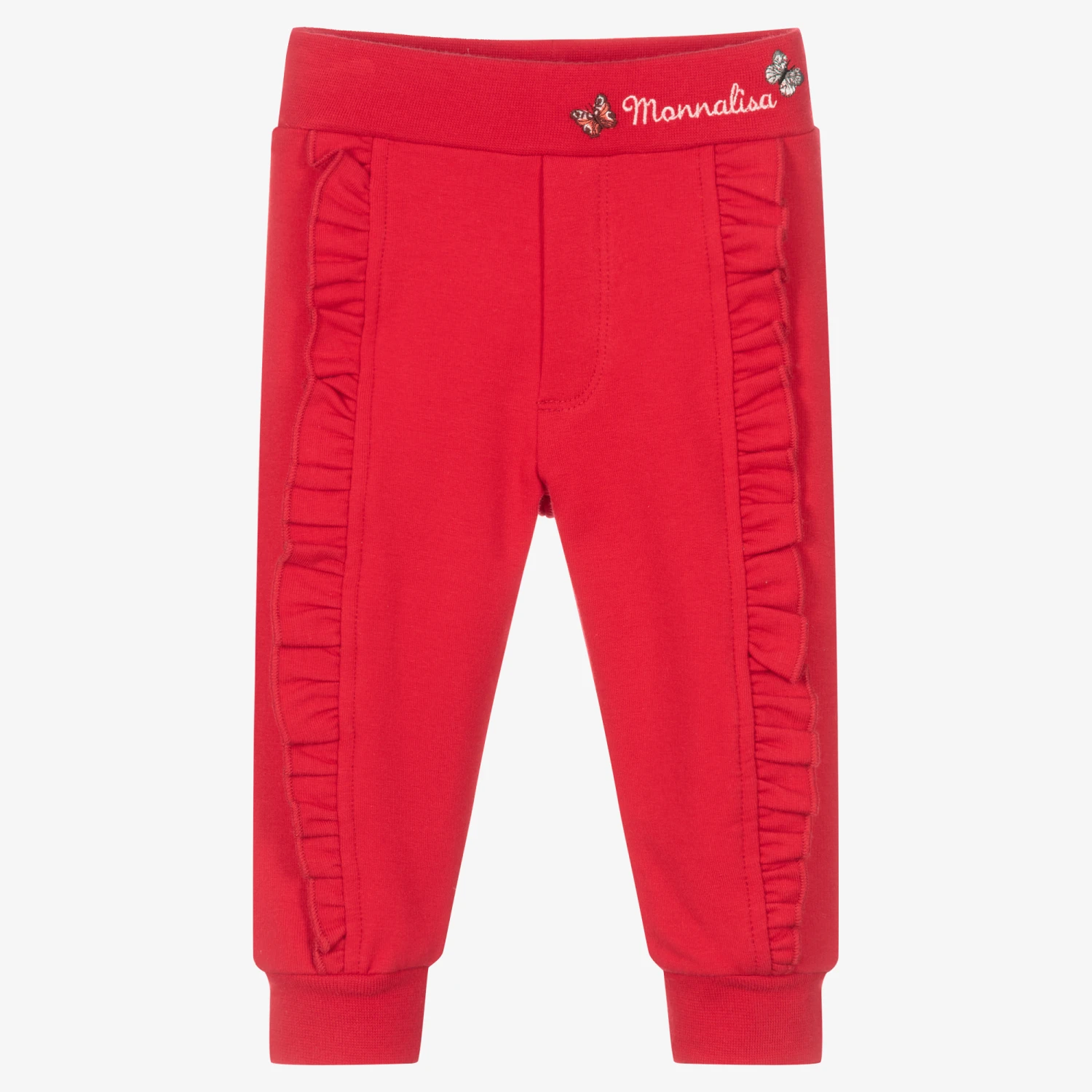 Monnalisa Girls Red Frill Joggers 1 Monnalisa Girls Red Frill Joggers