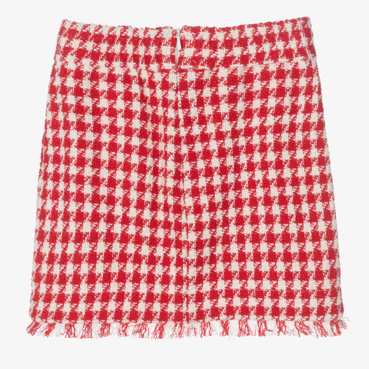 Monnalisa Girls Red Houndstooth Tweed Skirt 2 Monnalisa Girls Red Houndstooth Tweed Skirt - Image 2