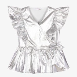 Monnalisa Chic Girls Silver Cotton Blouse