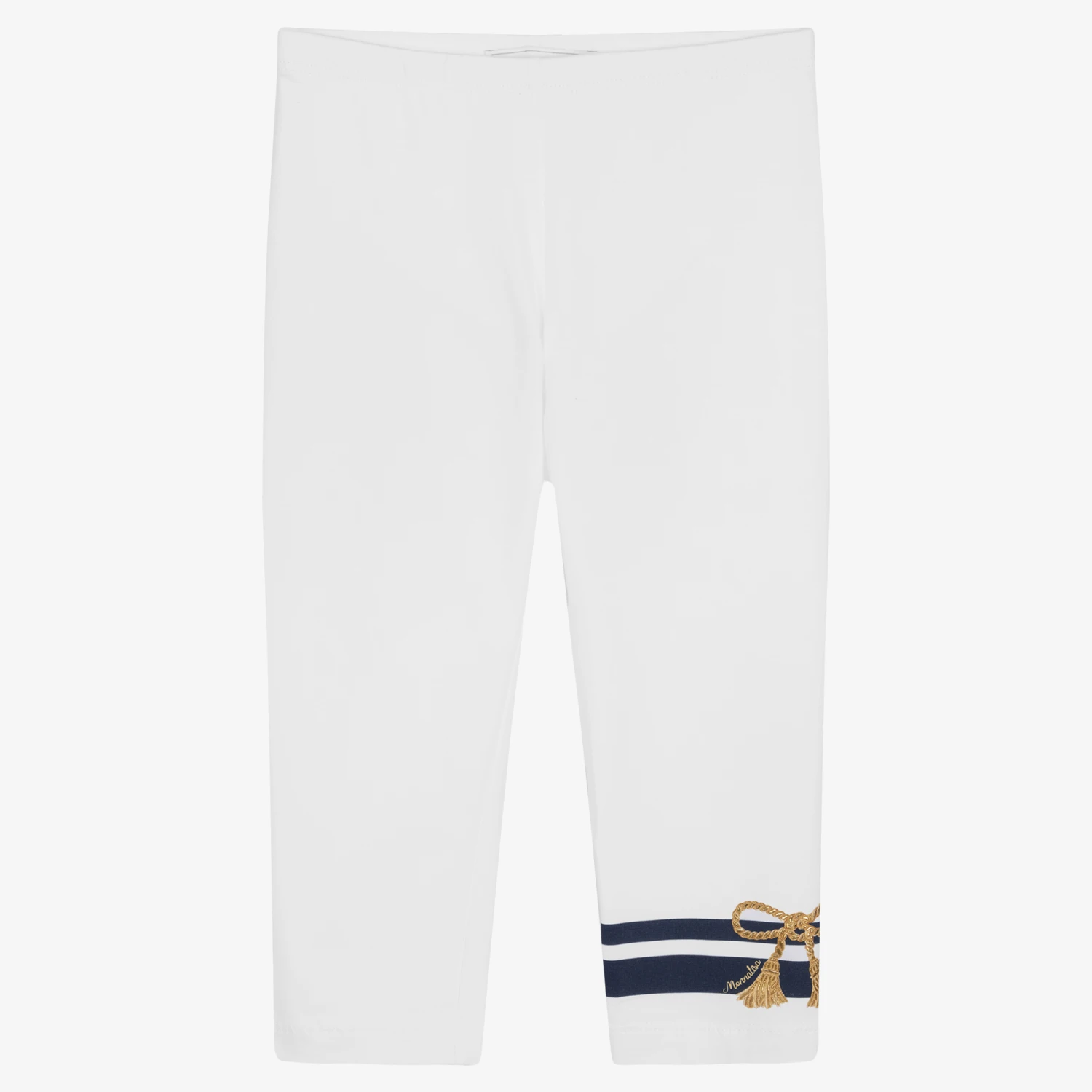 Monnalisa Girls White Cotton Jersey Leggings 1 Monnalisa Girls White Cotton Jersey Leggings