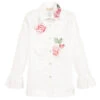 Monnalisa Chic Girls White Cotton Roses Shirt