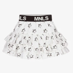 Monnalisa Girls White Cotton Stars Skirt