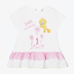 Monnalisa Girls White Cotton Tweety Top