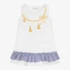 Monnalisa Girls White Embroidered Cotton T-Shirt