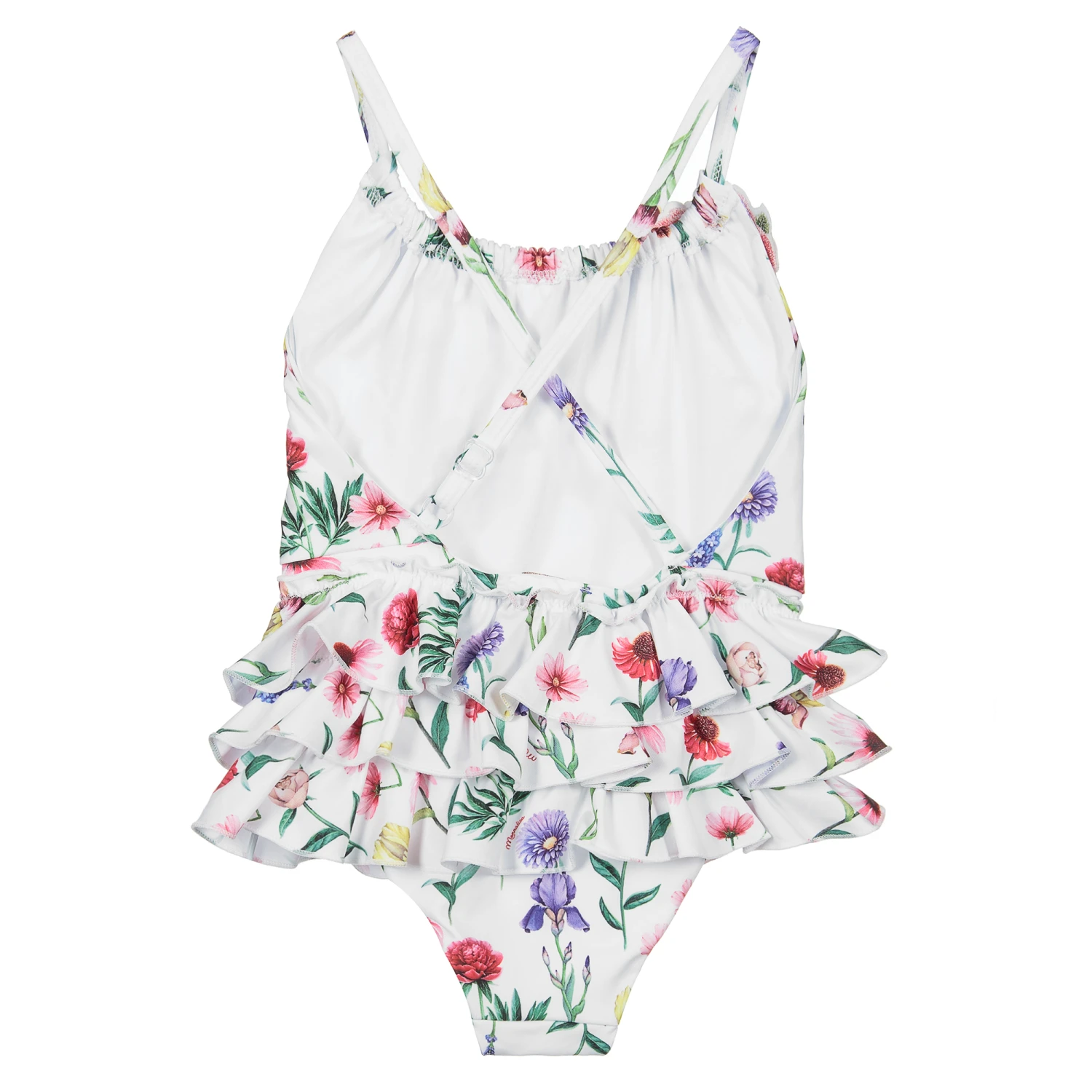 Monnalisa Girls White Floral Swimsuit 2 Monnalisa Girls White Floral Swimsuit - Image 2