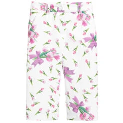 Monnalisa Girls White & Pink Trousers