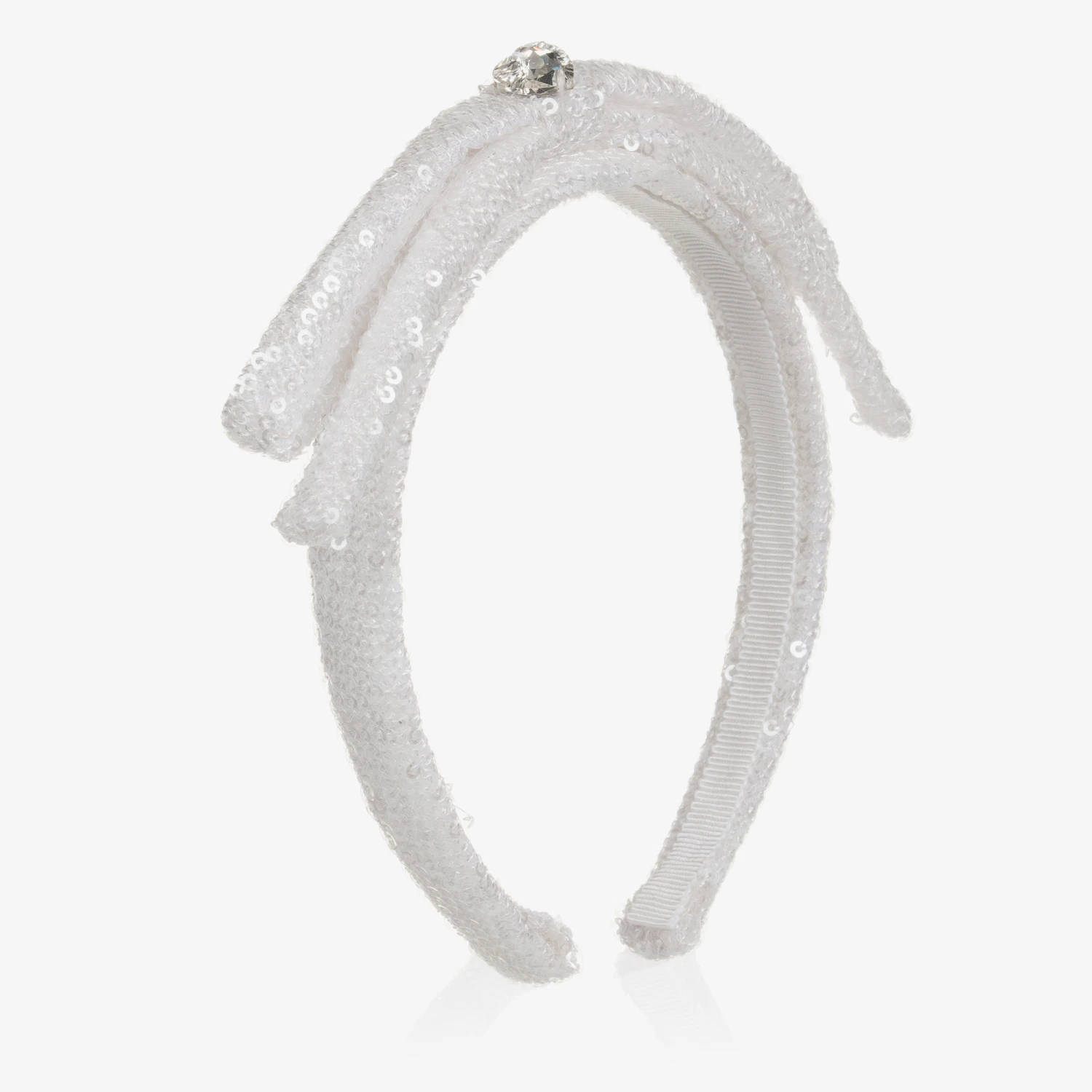Monnalisa Chic Girls White Sequin Hairband 1 Monnalisa Chic Girls White Sequin Hairband
