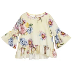 Monnalisa Chic Girls Yellow Floral Blouse