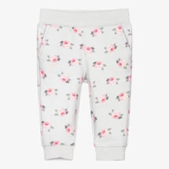 Monnalisa Grey Cotton Floral Joggers