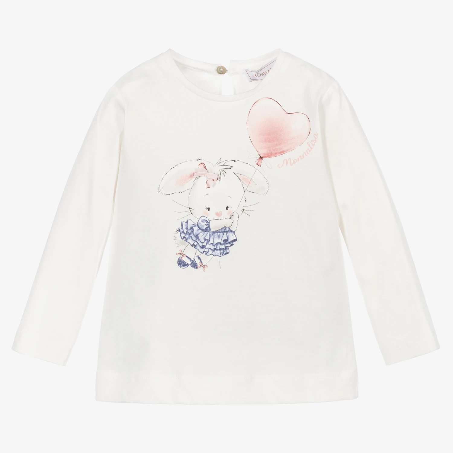 Monnalisa Ivory Cotton Bunny Top 1 Monnalisa Ivory Cotton Bunny Top