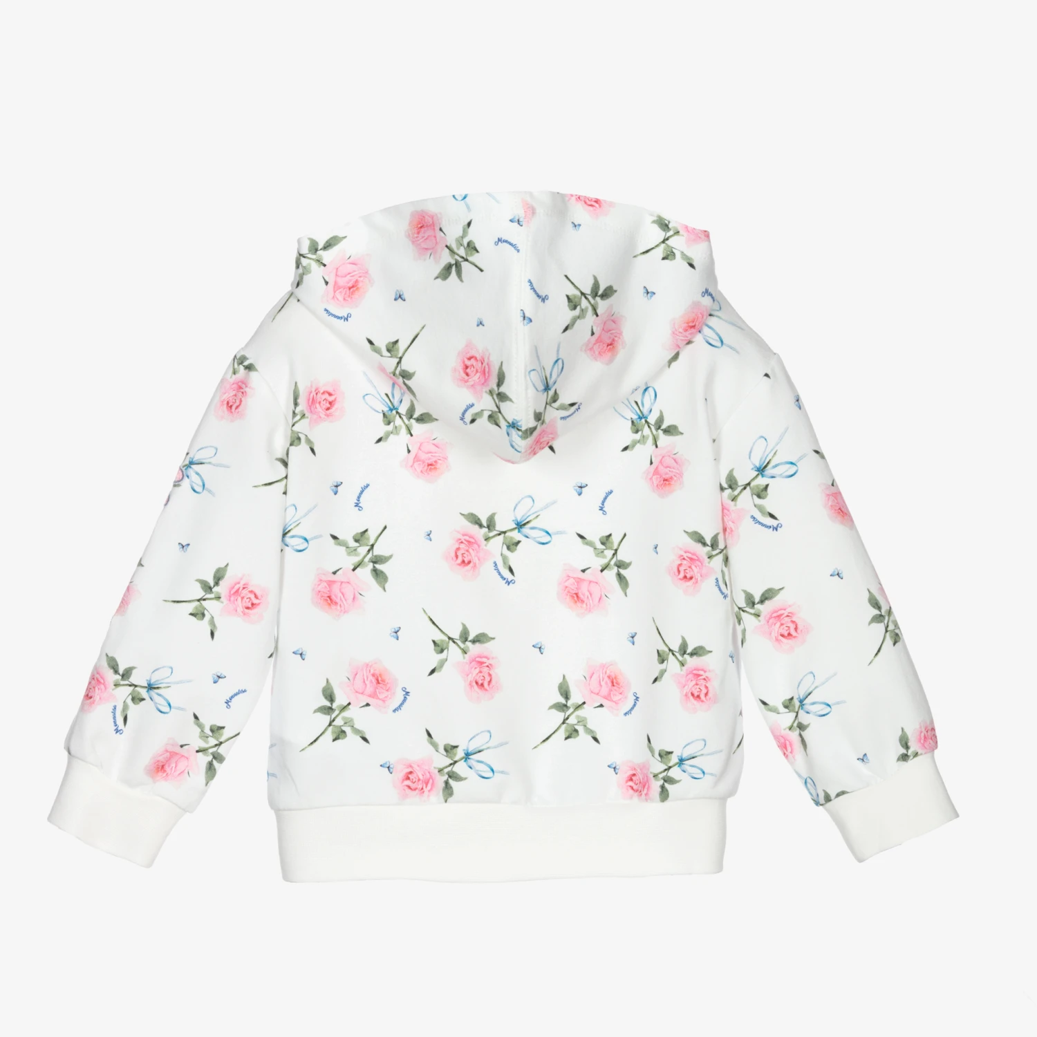 Monnalisa Ivory & Pink Roses Zip-Up Top 3 Monnalisa Ivory & Pink Roses Zip-Up Top - Image 3