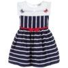 Monnalisa Navy Blue Striped Dress
