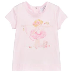 Monnalisa Bebé Pink Cotton Ballet T-Shirt