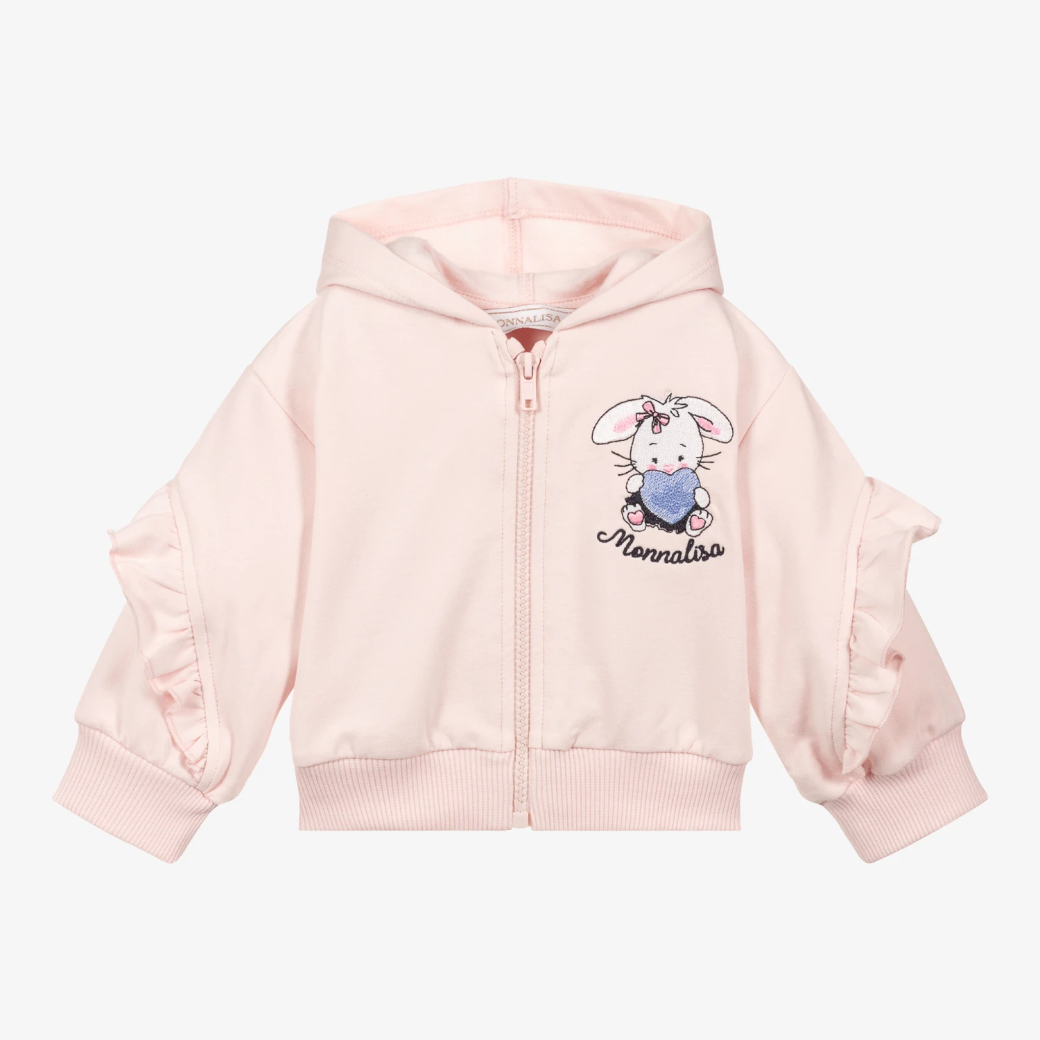 Monnalisa Pink Cotton Zip-Up Hoodie 1 Monnalisa Pink Cotton Zip-Up Hoodie