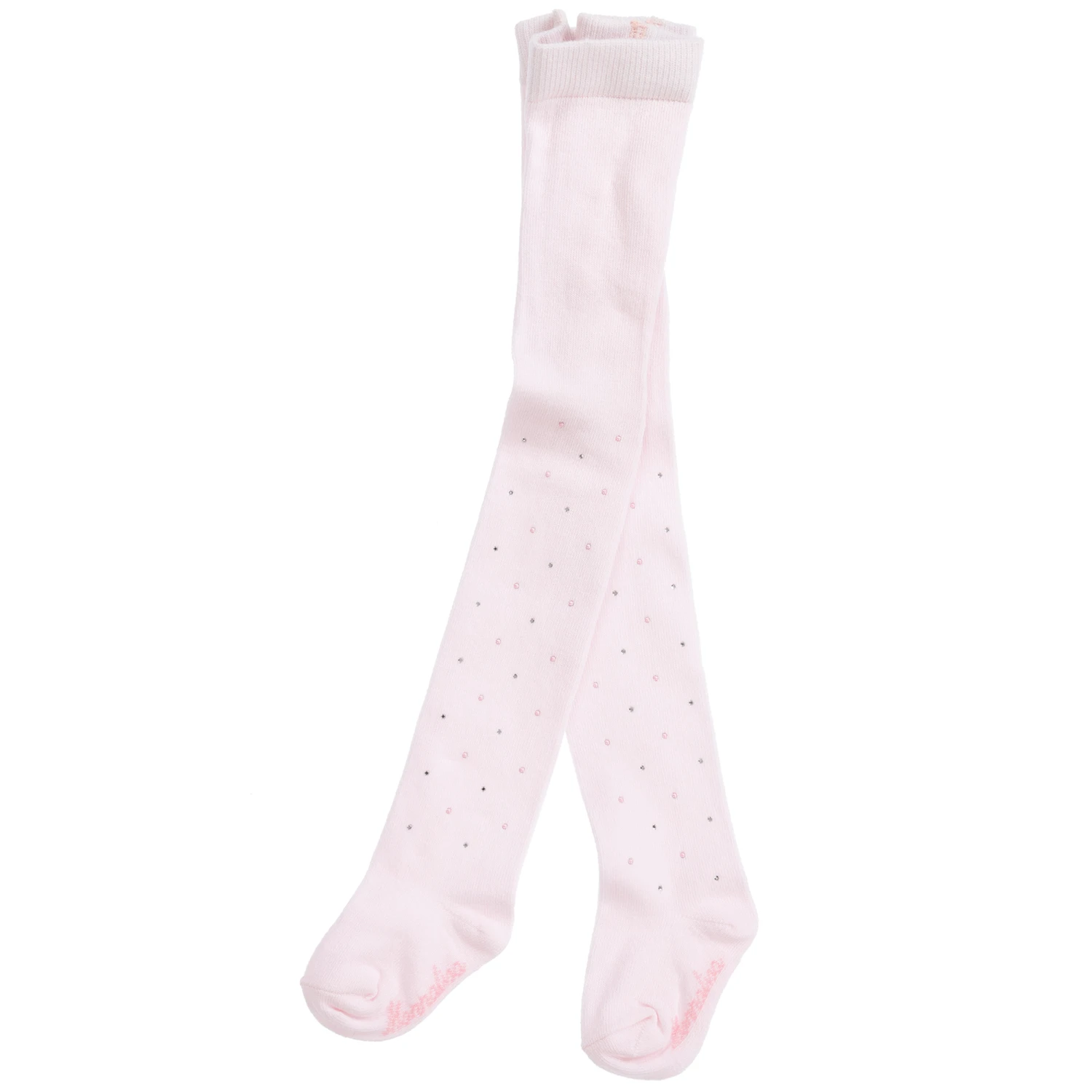 Monnalisa Pink Crystal Cotton Tights 2 Monnalisa Pink Crystal Cotton Tights - Image 2