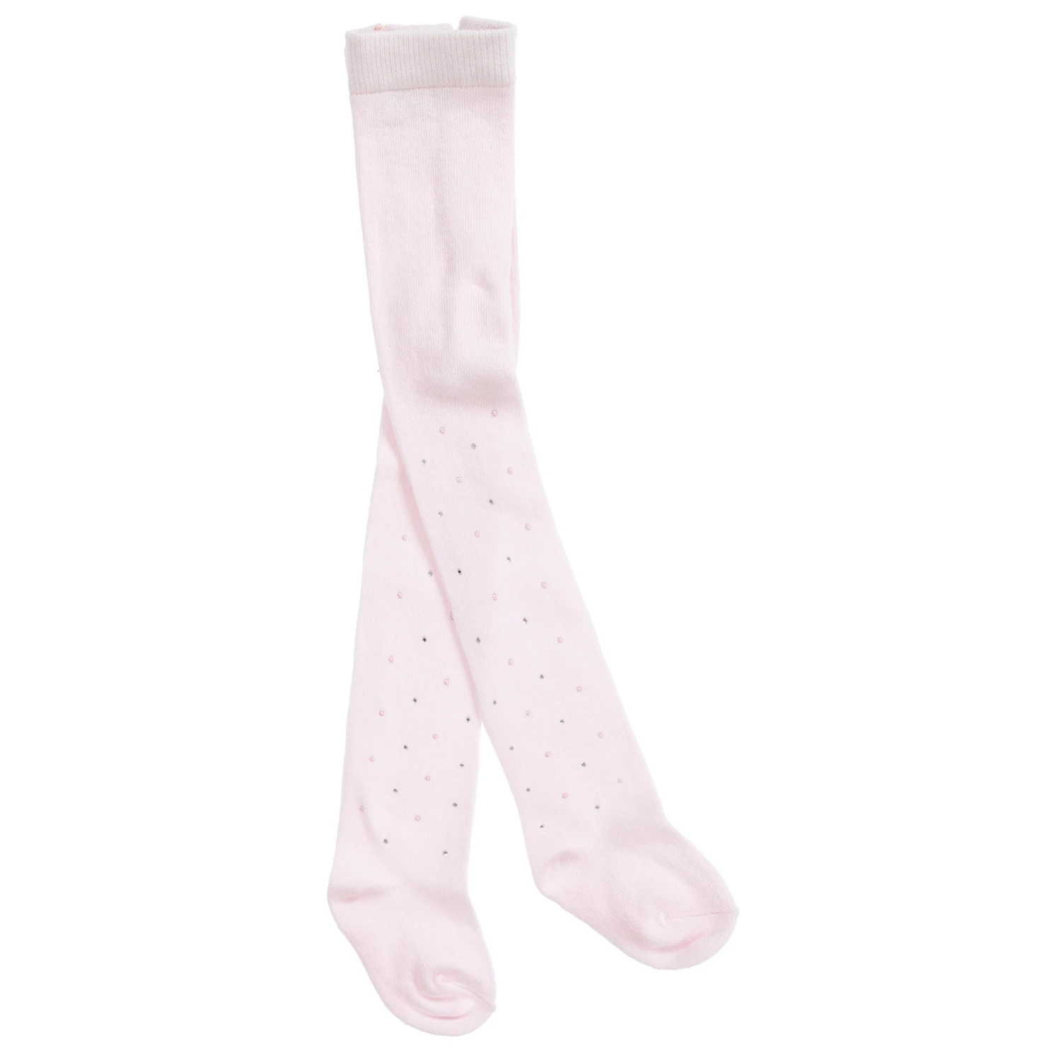 Monnalisa Pink Crystal Cotton Tights 1 Monnalisa Pink Crystal Cotton Tights