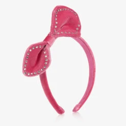 Monnalisa Pink Velvet Bow Hairband