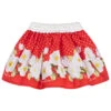 Monnalisa Red Cotton Floral Skirt