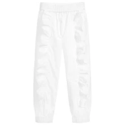 Monnalisa White Cotton Poplin Trousers