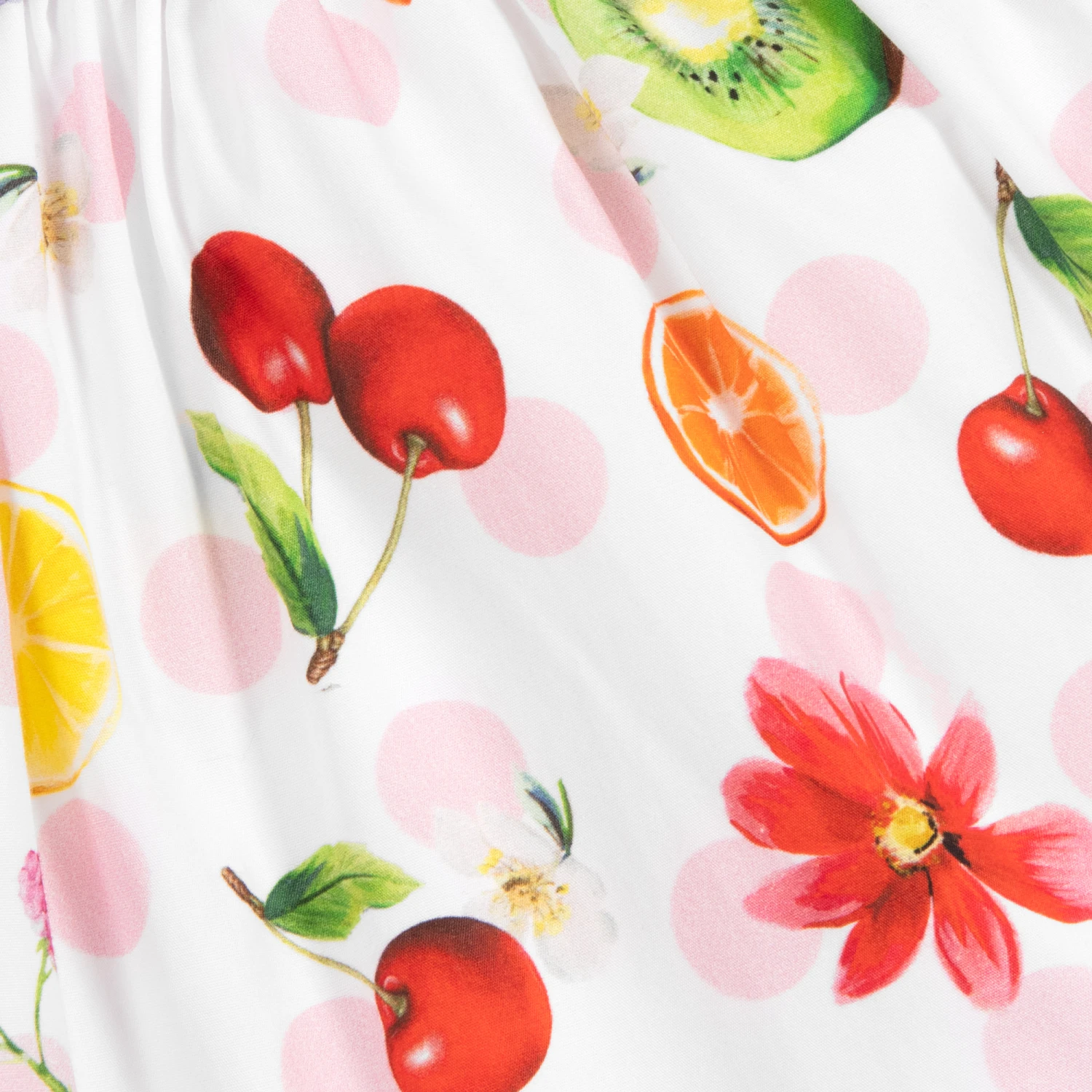 Monnalisa White Fruit Print Cotton Skirt 3 Monnalisa White Fruit Print Cotton Skirt - Image 3