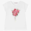 Monnalisa White & Pink Floral T-Shirt