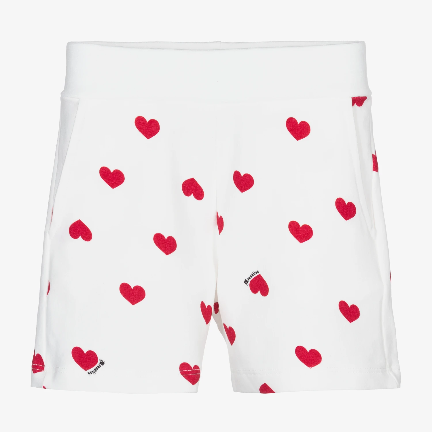 Monnalisa White & Red Hearts Shorts 1 Monnalisa White & Red Hearts Shorts