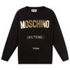 Moschino Kid-Teen Black Knitted Logo Sweater