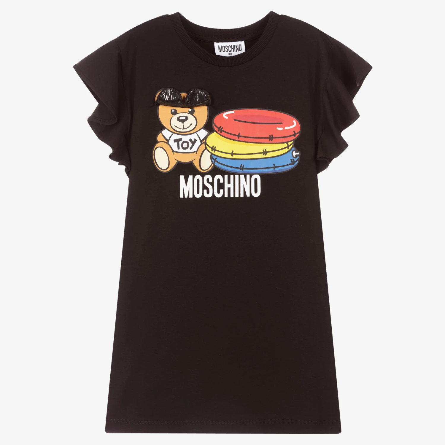 Moschino Kid-Teen Black Teddy Bear Cotton Dress 3 Moschino Kid-Teen Black Teddy Bear Cotton Dress - Image 3