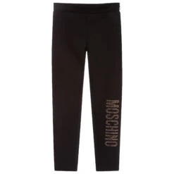 Moschino Kid-Teen Black Viscose Jersey Leggings