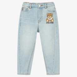 Moschino Kid-Teen Blue Denim Teddy Logo Jeans