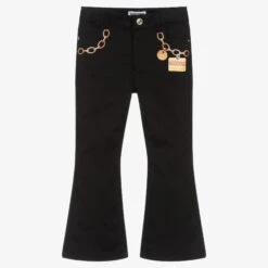 Moschino Kid-Teen Girls Black Chain Print Logo Jeans
