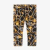 Moschino Baby Girls Black & Gold Cotton Logo Leggings