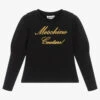 Moschino Kid-Teen Girls Black & Gold Logo Cotton Top