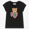 Moschino Kid-Teen Girls Black Teddy Logo T-Shirt
