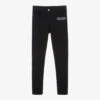 Moschino Kid-Teen Girls Black Viscose Jersey Logo Jeans