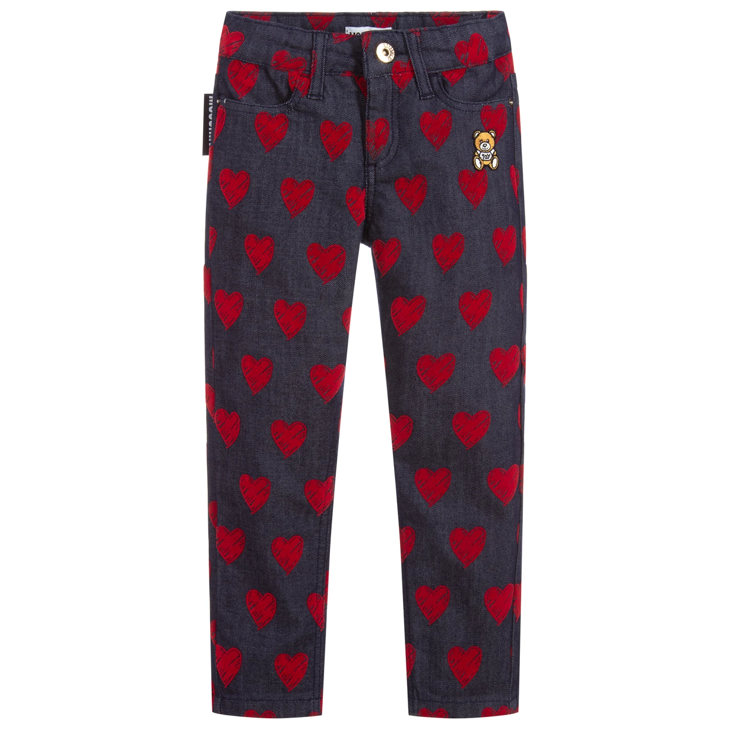 Moschino Kid-Teen Girls Blue Denim Logo Jeans 1 Moschino Kid-Teen Girls Blue Denim Logo Jeans