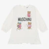 Moschino Baby Girls Ivory Cotton Logo Dress