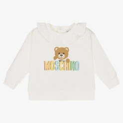Moschino Baby Girls Ivory Cotton Teddy Bear Sweatshirt