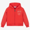 Moschino Kid-Teen Girls Red Rhinestone Zip-Up Hoodie