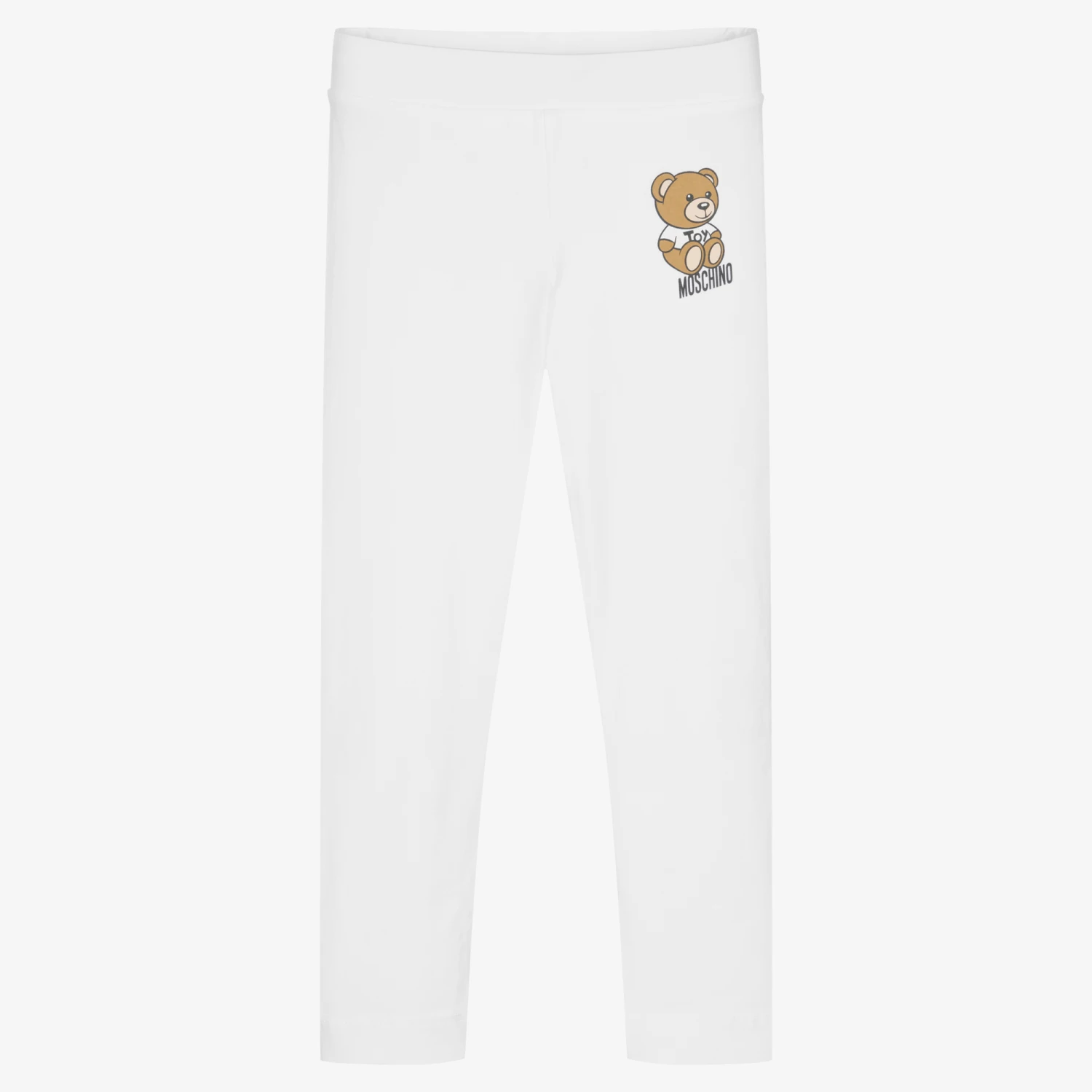 Moschino Kid-Teen Girls White Logo Leggings 1 Moschino Kid-Teen Girls White Logo Leggings