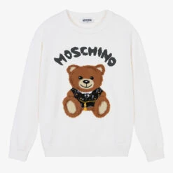 Moschino Kid-Teen Ivory Knitted Teddy Bear Sweater