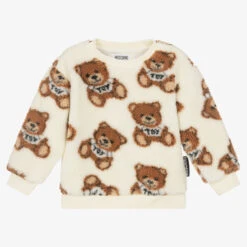Moschino Kid-Teen Ivory Teddy Bear Fleece Sweatshirt