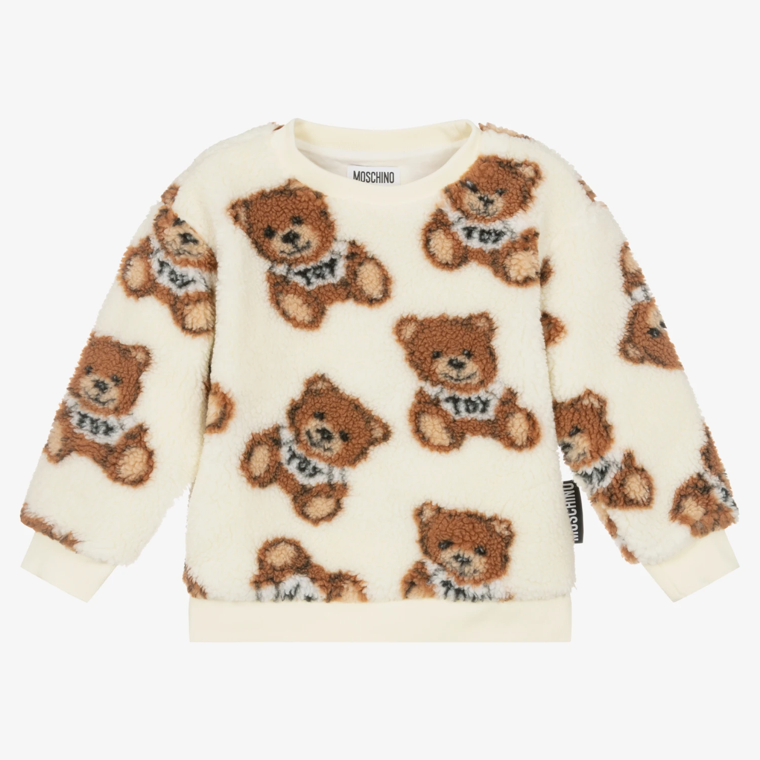 Moschino Kid-Teen Ivory Teddy Bear Fleece Sweatshirt 1 Moschino Kid-Teen Ivory Teddy Bear Fleece Sweatshirt
