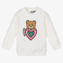 Moschino Baby Ivory Teddy Heart Sweatshirt