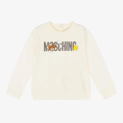 Moschino Baby Ivory Teddy Logo Sweatshirt