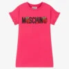 Moschino Kid-Teen Pink Cotton Jersey Logo Dress