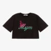 MSGM Black Cropped Logo T-Shirt
